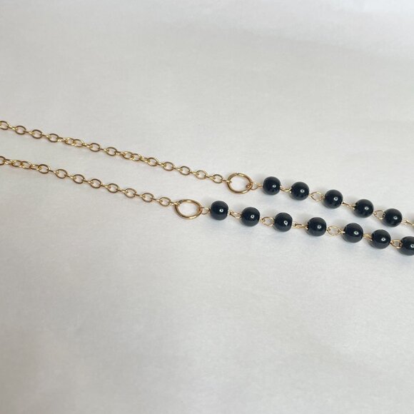 Eyeglass Holder Chain Black Beaded & Gold - Picture 8 of 12